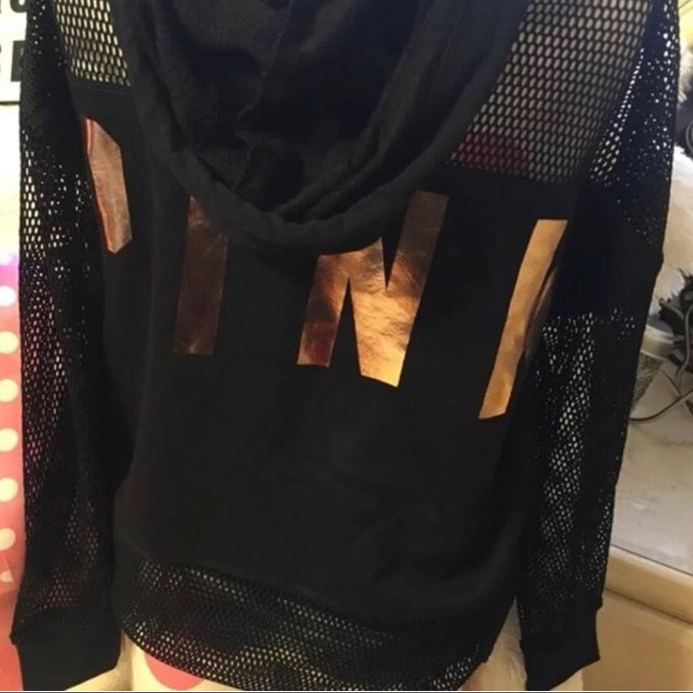VS Black Mesh Sweater/ Hooded/ PINK
